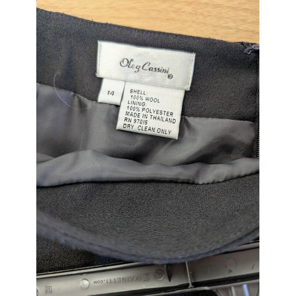 Vintage Oleg Cassini Skirt Suit Womens Size 14 Career Formal Set Office Wool 90s - Picture 5 of 8